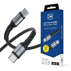 3mk Hyper Cable N-SERIES C to C 1.5m PD 3.0 QC 3.0 20V/5A 100W Black