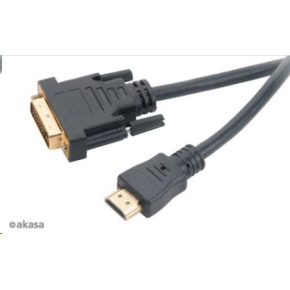 Kábel AKASA DVI-D na HDMI, pozlátené konektory, 2 m