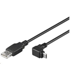 Kábel USB PREMIUMCORD 2.0 Spojovací uhol A-Micro B 90 stupňov 1 m (čierna)