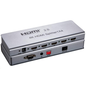PremiumCord HDMI 2.0 splitter 1-4 porty, 4K x 2K/60Hz, FULL HD, 3D