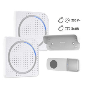 Solight 2x bezdrátový zvonek, do zásuvky + bateriový, 200m, bílý, learning code Solight 2x bezdrátový zvonek, do zásuvky + bateriový, 200m, bílý, learning code