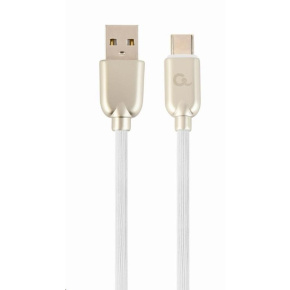 GEMBIRD CABLEXPERT USB 2.0 Kábel AM na typ C (AM/CM), 1 m, pogumovaný, biely, blister, PREMIUM KVALITA