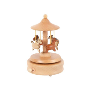 Dřevěná hrací skříňka - kolotoč s koníky