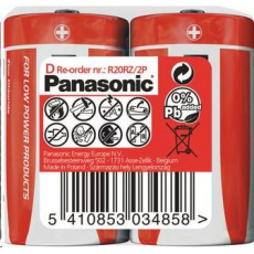 PANASONIC Zinkouhlíkové baterie Red Zinc R20RZ/2P D 1,5V (shrink 2ks)