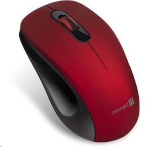 CONNECT IT "MUTE" bezdrôtová optická tichá myš, USB, (+ 1x AA batéria zdarma), červená