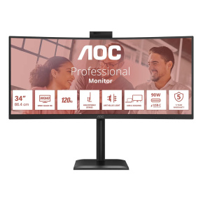 AOC MT VA 34" CU34E4CW - VA panel, 3440x1440, 120Hz, HDMI, DP, USB-C AOC MT VA 34" CU34E4CW - VA panel, 3440x1440, 120Hz, HDMI, DP, USB-C