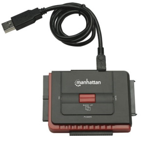 Adaptér MANHATTAN USB na SATA/IDE (3-v-1 s jednodotykovým zálohovaním)