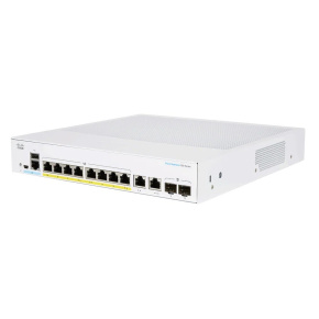 Prepínač Cisco CBS250-8P-E-2G, 8xGbE RJ45, 2xRJ45/SFP combo, bez ventilátora, PoE+, 67W - REFRESH