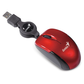Myš GENIUS MicroTraveler V2/ drôtová/ 1200 dpi/ USB/ červená
