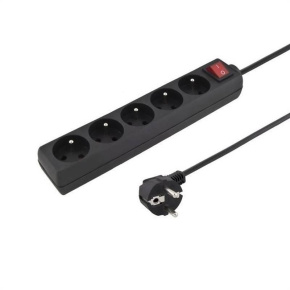 Konnoc DX-5FS 5m pětizásuvka s vypínačem ČERNÁ Konnoc DX-5FS 5m pětizásuvka s vypínačem ČERNÁ