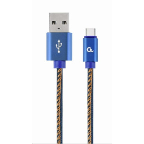 GEMBIRD CABLEXPERT USB 2.0 Kábel AM na typ C (AM/CM), 1 m, opletený, džínsy, blister, PREMIUM KVALITA