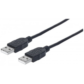 MANHATTAN USB kábel 2.0, typ A samec na typ A samec, 1 m, čierna