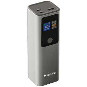 VERBATIM Powerbanka Charge 'n' Go, 27000 mAh, 2x USB-C 140W, 1x USB-A 18W, Šedá
