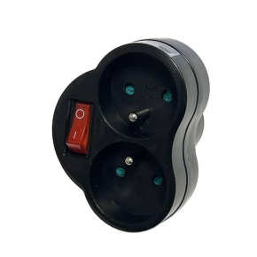 Konnoc DX-R2S rozbočka dvojzásuvka s vypínačem černá Konnoc DX-R2S rozbočka dvojzásuvka s vypínačem černá