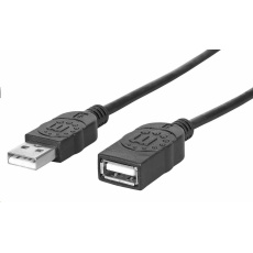 Manhattan USB kábel, USB 2.0, samec - samica, 480 Mb/s, 1 m, čierna