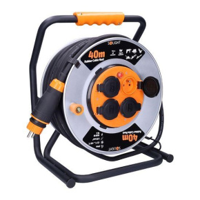 Solight prodlužovací přívod - na kovovém bubnu, 4 zásuvky, 40m kabel guma-neopren, 3x 2,5mm2, IP44 Solight prodlužovací přívod - na kovovém bubnu, 4 zásuvky, 40m kabel guma-neopren, 3x 2,5mm2, IP44