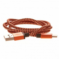CELLFISH pletený datový kabel z nylonového vlákna, USB-C, 1 m, oranžová