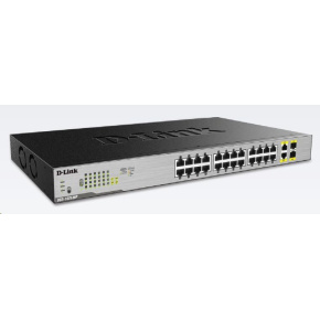 D-Link DGS-1026MP 26-portový gigabitový PoE switch, 24x gigabitový RJ45 PoE, 2x gigabitový RJ45/SFP, rozpočet PoE 370W