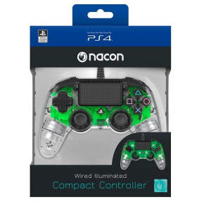 Nacon Wired Compact Controller - ovladač pro PlayStation 4 - průhledný zelený Nacon Wired Compact Controller - ovladač pro PlayStation 4 - průhledný zelený