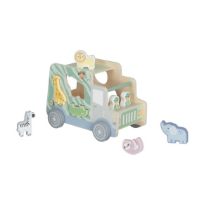 Dřevěné autíčko se zvířátky 2v1 - vkládačka + Jeep