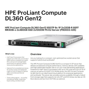 HPE PL DL360g12 6507P (3.5/8C) 2x32G (P69727) 2x480G MR408i-o 8SFF 2x1000W 2p10G-T NBD333 Smart Choice