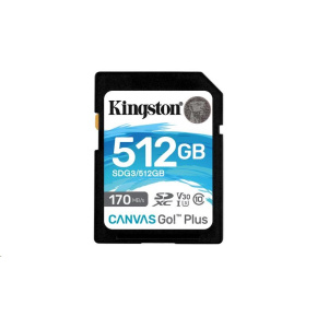 Kingston 512GB SecureDigital Canvas Go! Plus (SDXC), 170R 90W Class 10 UHS-I U3 V30