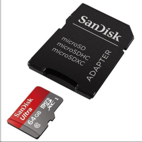 Karta SanDisk MicroSDXC 64GB Ultra (80 MB/s, trieda 10, Android) + adaptér
