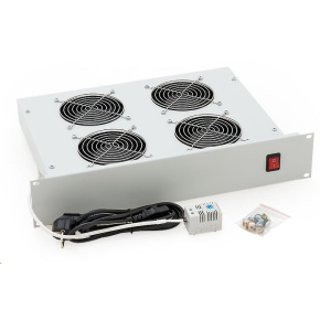 Ventilačná jednotka TRITON 19", 4 ventilátory.-230V/140W, termostat., čierna, medzi komponentmi Ventilačná jednotka TRITON 19", 4 ventilátory.-230V/140W, termostat., čierna, medzi komponentmi