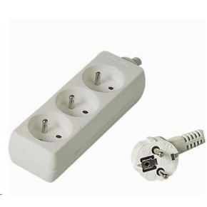 PREMIUMCORD Predlžovací kábel 230V 3m, 3 zásuvky, biely PREMIUMCORD Predlžovací kábel 230V 3m, 3 zásuvky, biely