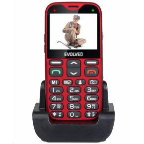 EVOLVEO EasyPhone XG, mobilný telefón pre seniorov s nabíjacím stojanom, červený