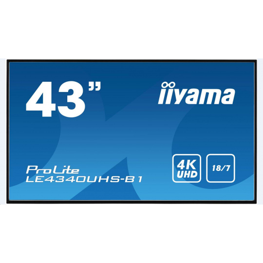 Monitor Iiyama ProLite LE4340UHS-B1, 109,2 cm (43''), 4K, VGA, HDMI, DVI, USB, RJ45, RS232, čierny
