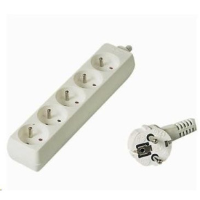 PREMIUMCORD Predlžovací kábel 230V 3m, 5 zásuviek, biely PREMIUMCORD Predlžovací kábel 230V 3m, 5 zásuviek, biely