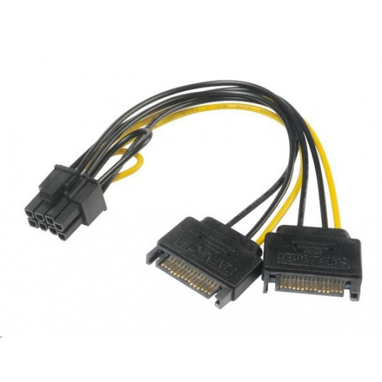 Napájací adaptér AKASA na 6+2pin PCIe (napájanie 2xSATA samec na 6+2pin PCIe samica)