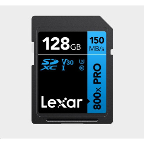 Lexar SDXC 800x Pro UHS-I cards, C10 (V30) U3, R150/W45, 256GB Lexar SDXC 800x Pro UHS-I cards, C10 (V30) U3, R150/W45, 256GB