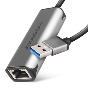 AXAGON ADE-25R, USB-A 3.2 Gen 1-2.5 Gigabitová sieťová karta Ethernet, Realtek 8156, automatická inštalácia, sivá