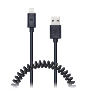 CONNECT IT Wirez Apple Lightning - špirálový flexibilný kábel USB, 1,2 m, čierny