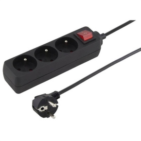 Konnoc DX-3FS 3m trojzásuvka s vypínačem ČERNÁ Konnoc DX-3FS 3m trojzásuvka s vypínačem ČERNÁ