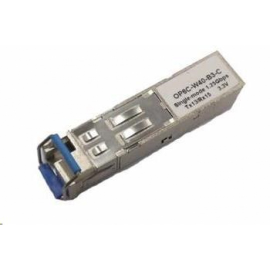 SFP WDM transceiver 1,25Gbps, 1000BASE-BX10, SM, 3km, TX 1310nm, LC simp., 0 až 70°C, 3,3V, HPA komp., DM