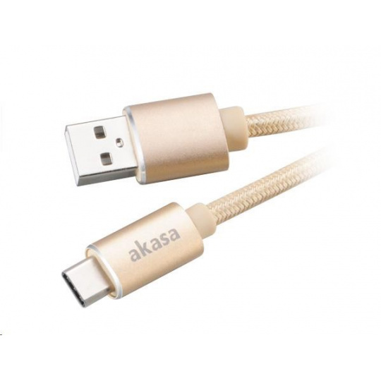 Kábel USB AKASA 2.0 Typ C na USB typu A, 100 cm, zlatá