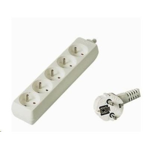 PREMIUMCORD Predlžovací kábel 230V 10m, 5 zásuviek, biely PREMIUMCORD Predlžovací kábel 230V 10m, 5 zásuviek, biely