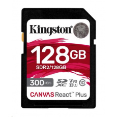 Kingston 128GB Canvas React Plus SDXC UHS-II 300R/260W U3 V90 for Full HD/4K/8K