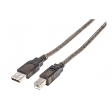 Kábel MANHATTAN USB-A na USB-B, 15 m, čierny