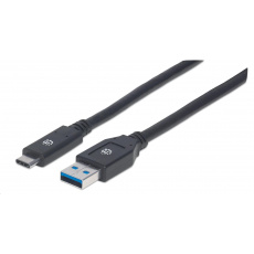 MANHATTAN Kabel SuperSpeed USB-C na USB, 3m, černá