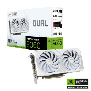ASUS VGA NVIDIA GeForce RTX 5060 DUAL 8G WHITE, 8GB GDDR7, 3xDP, 1xHDMI ASUS VGA NVIDIA GeForce RTX 5060 DUAL 8G WHITE, 8GB GDDR7, 3xDP, 1xHDMI